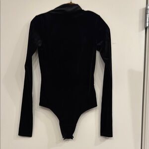 Ronny Kobo Velvet Black Long Sleeve Bodysuit